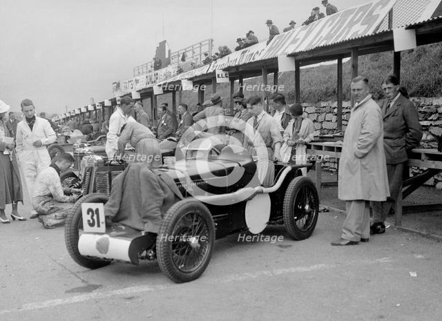 MG C type Midget of Cyril Paul in the pits at the RAC TT Race, Ards Circuit, Belfast, 1932. Artist: Bill Brunell.
