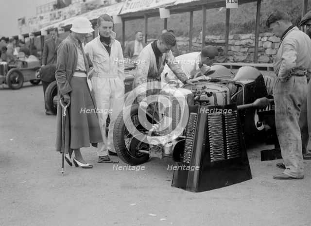 MG C type Midget of Hugh Hamilton in the pits at the RAC TT Race, Ards Circuit, Belfast, 1932. Artist: Bill Brunell.