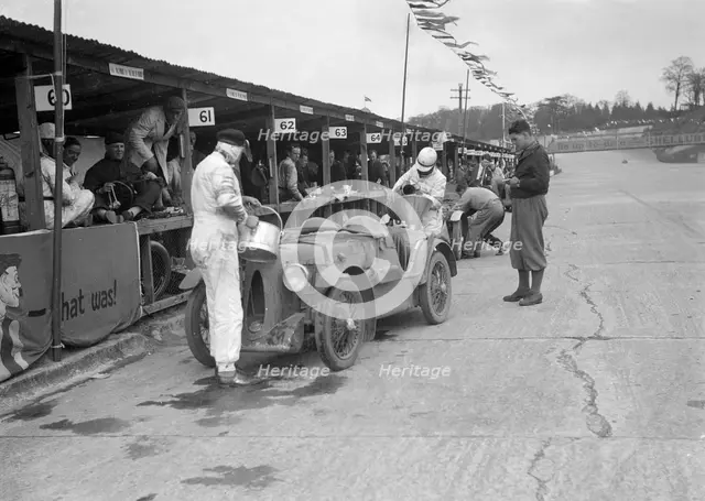 MG C type of the Earl of March and CS Staniland, JCC Double Twelve race, Brooklands, 8/9 May 1931. Artist: Bill Brunell.