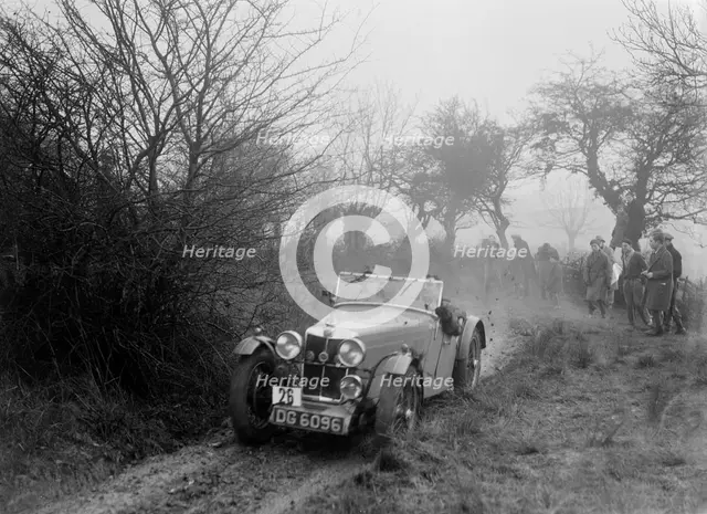 MG F type of GF Horan at the Sunbac Colmore Trial, near Winchcombe, Gloucestershire, 1934. Artist: Bill Brunell.