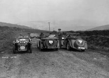 MG F type, Wolseley Hornet and MG Magnette at the Sunbac Inter-Club Team Trial, 1935. Artist: Bill Brunell