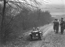 MG J2 competing in a trial, Crowell Hill, Chinnor, Oxfordshire, 1930s. Artist: Bill Brunell