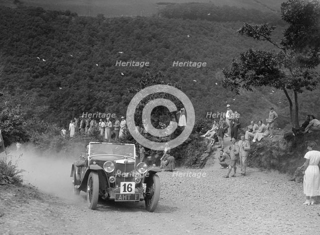 MG J2 competing in the Barnstaple Trial, c1935. Artist: Bill Brunell.
