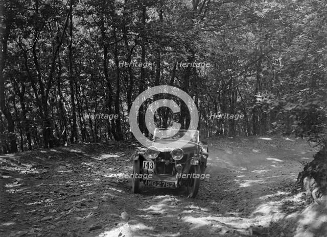 MG J2 competing in the B&HMC Brighton-Beer Trial, Fingle Bridge Hill, Devon, 1934. Artist: Bill Brunell.