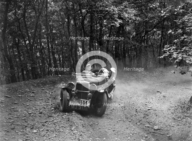 MG J2 competing in the Brighton & Hove Motor Club Brighton-Beer Trial, 1934. Artist: Bill Brunell.