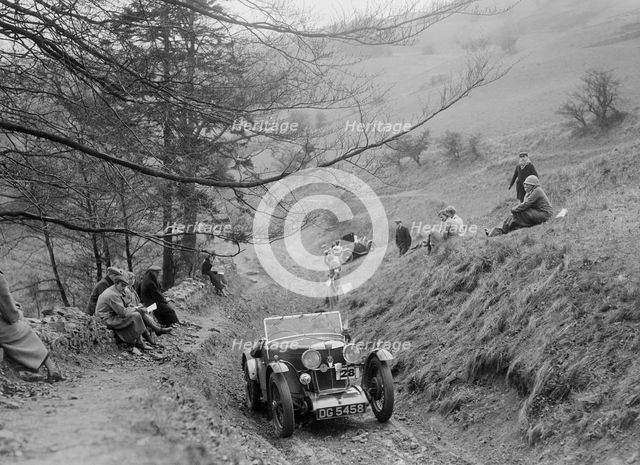 MG J2 competing in the MG Car Club Abingdon Trial/Rally, 1939. Artist: Bill Brunell.