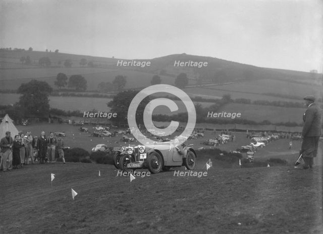 MG J2 competing in the MG Car Club Rushmere Hillclimb, Shropshire, 1935. Artist: Bill Brunell.