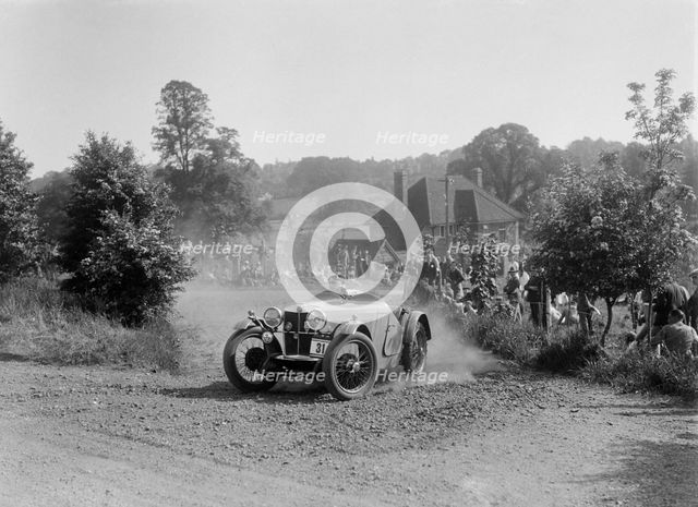 MG J2, Bugatti Owners Club Hill Climb, Chalfont St Peter, Buckinghamshire, 1935. Artist: Bill Brunell.