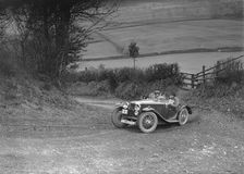 MG J2 of AJ Milburn competing in the MG Car Club Midland Centre Trial, 1938. Artist: Bill Brunell