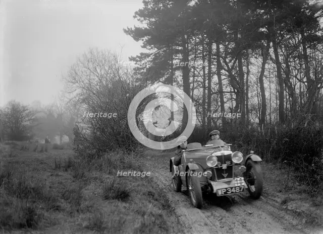 MG J2 of Bernard Bray at the Sunbac Colmore Trial, near Winchcombe, Gloucestershire, 1934. Artist: Bill Brunell.
