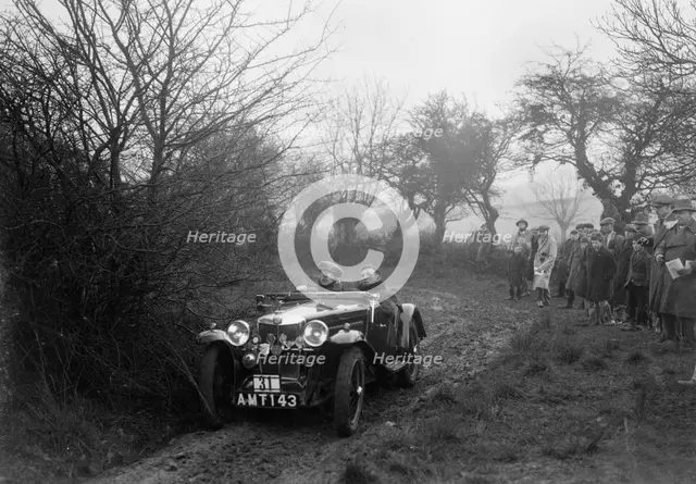 MG J2 of E Dimond at the Sunbac Colmore Trial, near Winchcombe, Gloucestershire, 1934. Artist: Bill Brunell.
