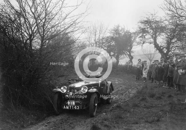 MG J2 of E Dimond at the Sunbac Colmore Trial, near Winchcombe, Gloucestershire, 1934. Artist: Bill Brunell.