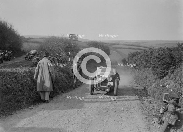 MG J2 of JWS Utley competing in the MCC Lands End Trial, Beggars Roost, Exmoor, 1933. Artist: Bill Brunell.