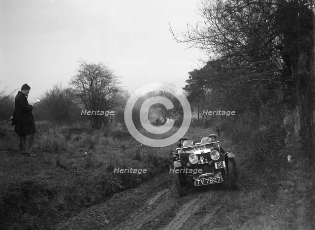 MG J2 of SV Arthur at the Sunbac Colmore Trial, near Winchcombe, Gloucestershire, 1934. Artist: Bill Brunell.