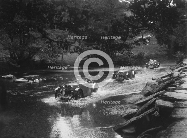 MG J2s of Kennneth and Doreen Evans, Mid Surrey AC Barnstaple Trial, Tarr Steps, Exmoor, 1934. Artist: Bill Brunell.