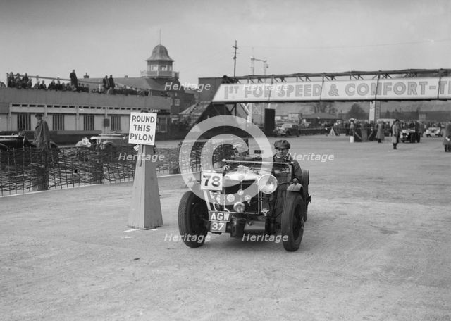MG K3 competing in the JCC Rally, Brooklands, Surrey, 1939. Artist: Bill Brunell.