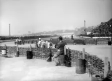 MG K3 of John Henry Tomson Smith at the chicane, JCC International Trophy, Brooklands, 1936. Artist: Bill Brunell