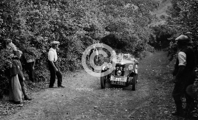 MG M type of DC Collins, B&HMC Brighton-Beer Trial, Simms Hill, Ilsington, Devon, 1930. Artist: Bill Brunell.
