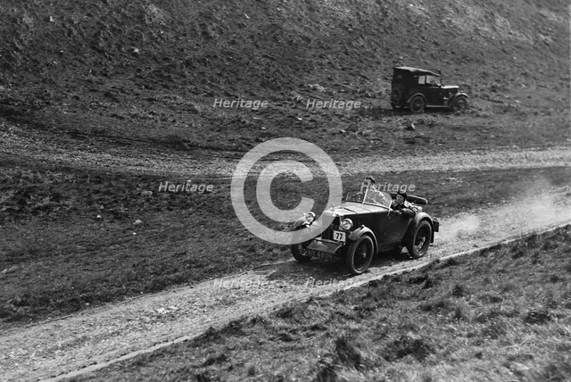 MG M type of FN Foster competing in the MCC Sporting Trial, Litton Slack, Derbyshire, 1930. Artist: Bill Brunell.