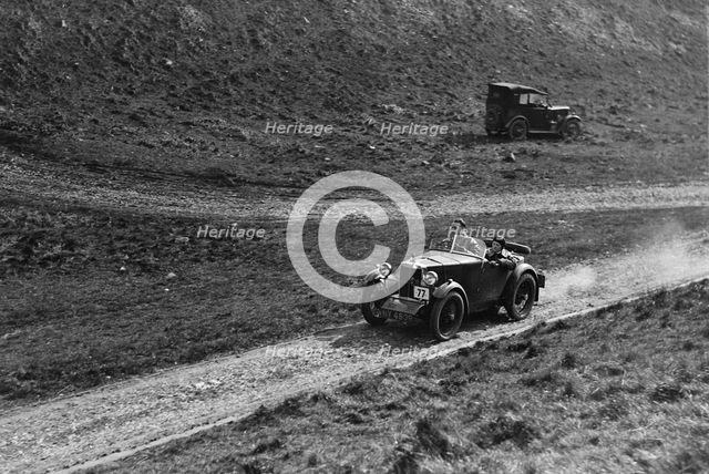 MG M type of FN Foster competing in the MCC Sporting Trial, Litton Slack, Derbyshire, 1930. Artist: Bill Brunell.