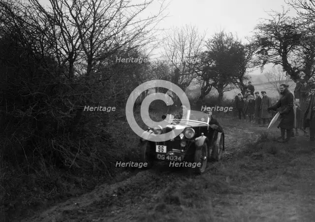 MG M type of GJ Rea at the Sunbac Colmore Trial, near Winchcombe, Gloucestershire, 1934. Artist: Bill Brunell.
