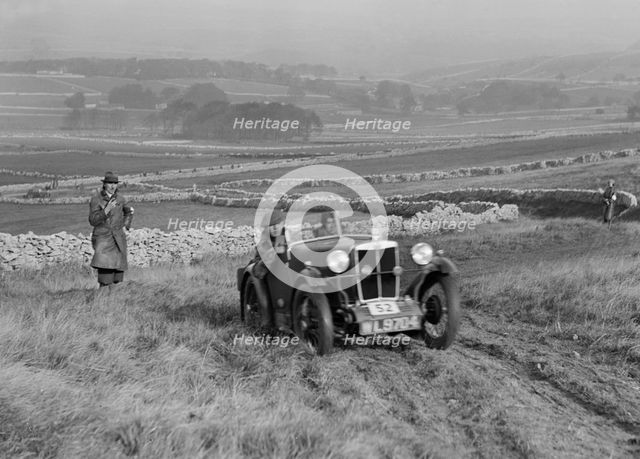 MG M type of J Easonsmith competing in the MCC Sporting Trial, 1930. Artist: Bill Brunell.