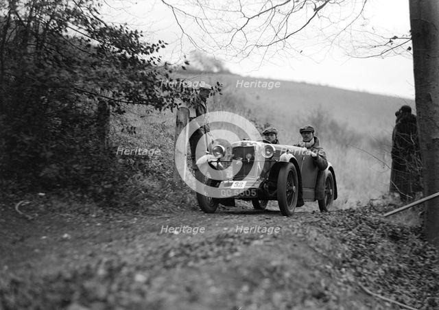 MG M type of JB Carver competing in the Inter-Varsity Trial, November 1931. Artist: Bill Brunell.