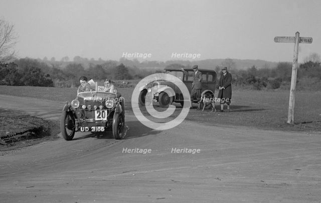 MG M type and official's Singer saloon at the JCC Half-Day Trial, 1930. Artist: Bill Brunell.