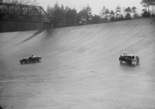 MG M type and Riley 9 Brooklands racing at a BARC meeting, Brooklands, Surrey, 1931 Artist: Bill Brunell