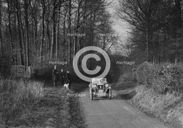 MG M Type competing in the MG Car Club Trial, 1931. Artist: Bill Brunell.
