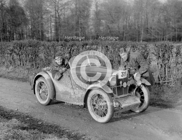 MG M Type competing in the MG Car Club Trial, 1931. Artist: Bill Brunell.