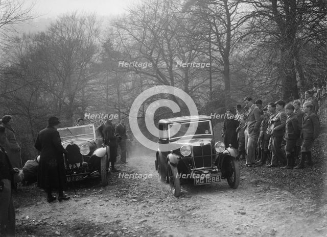 MG M type Sportsman's coupe, Bugatti Owners Club Trial, Nailsworth Ladder, Gloucestershire, 1932. Artist: Bill Brunell.