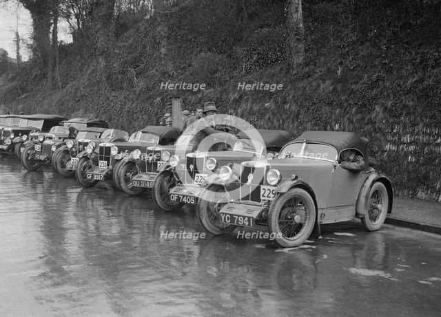 MG M types at the MCC Lands End Trial, Launceston, Cornwall, 1930. Artist: Bill Brunell.
