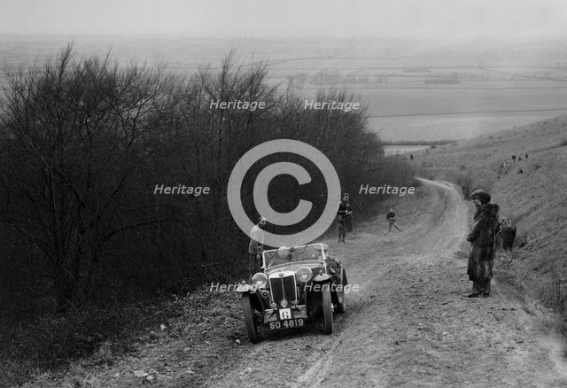 MG Magna competing in a trial, Crowell Hill, Chinnor, Oxfordshire, 1930s. Artist: Bill Brunell.