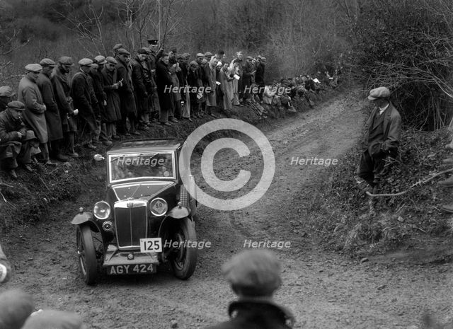 MG Magna of ASR Payne competing in the MCC Lands End Trial, 1935. Artist: Bill Brunell.