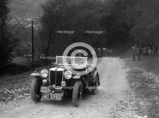 MG Magnette competing in a motoring trial, Nailsworth Ladder, Gloucestershire, 1930s.. Artist: Bill Brunell.