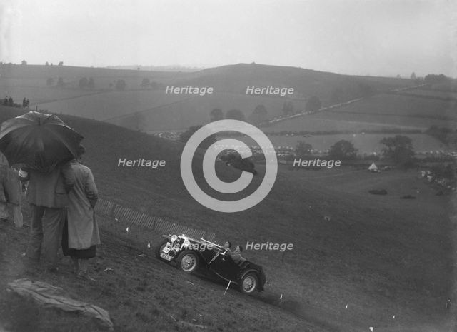MG Magnette competing in the MG Car Club Rushmere Hillclimb, Shropshire, 1935. Artist: Bill Brunell.