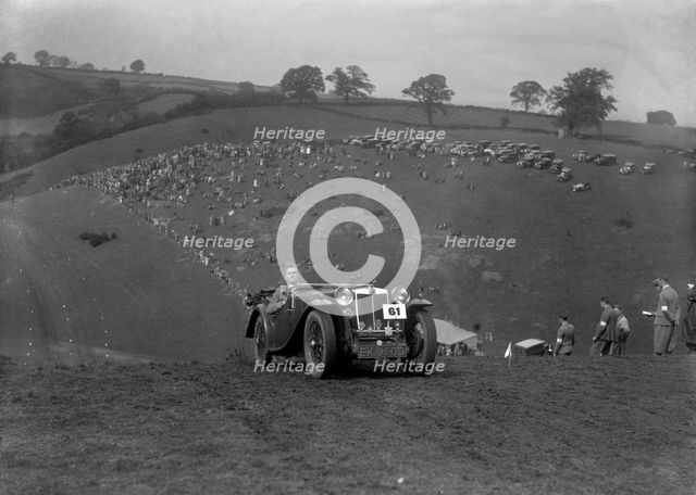 MG Magnette competing in the MG Car Club Rushmere Hillclimb, Shropshire, 1935. Artist: Bill Brunell.