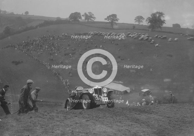 MG Magnette NA competing in the MG Car Club Rushmere Hillclimb, Shropshire, 1935. Artist: Bill Brunell.