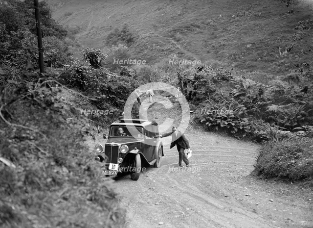 MG Magnette taking part in a motoring trial, late 1930s. Artist: Bill Brunell.