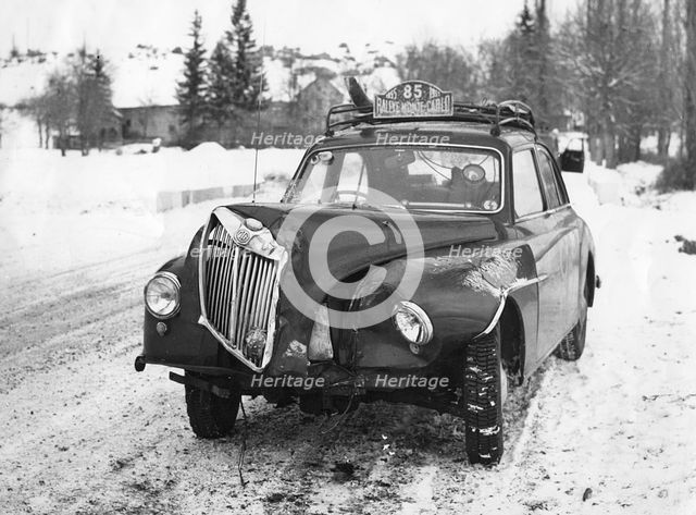 MG Magnette ZA crash, 1955 Monte Carlo rally. Creator: Unknown.