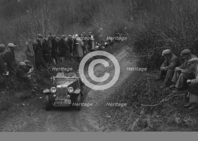 MG NA Magnette of SM Harrocks competing in the MCC Lands End Trial, 1935. Artist: Bill Brunell.