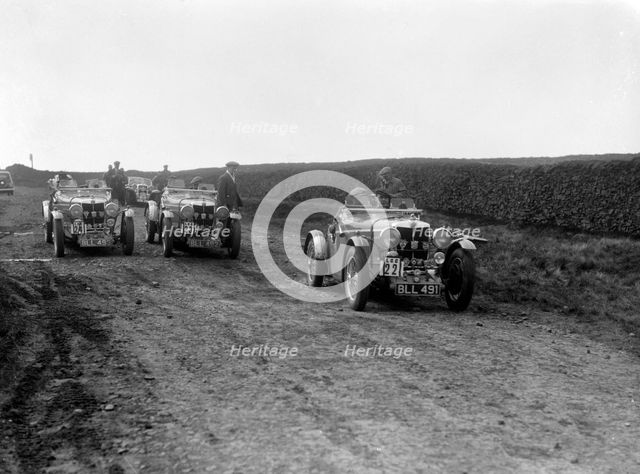 MG NA Magnettes of Doreen and Denis Evans at the Sunbac Inter-Club Team Trial, 1935. Artist: Bill Brunell.