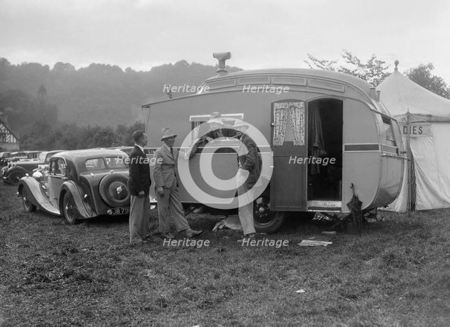 MG SA at Shelsley Walsh, Worcestershire, during the Blackpool Rally, 1937.  Artist: Bill Brunell.