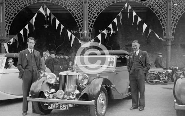 MG SA of DJ Farqaharson at the RAC Rally, Madeira Drive, Brighton, 1939. Artist: Bill Brunell.