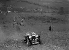 MG PA competing in the London Motor Club Coventry Cup Trial, Knatts Hill, Kent, 1938. Artist: Bill Brunell