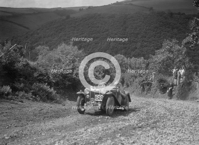 MG PA competing in the Mid Surrey AC Barnstaple Trial, Beggars Roost, Devon, 1934. Artist: Bill Brunell.