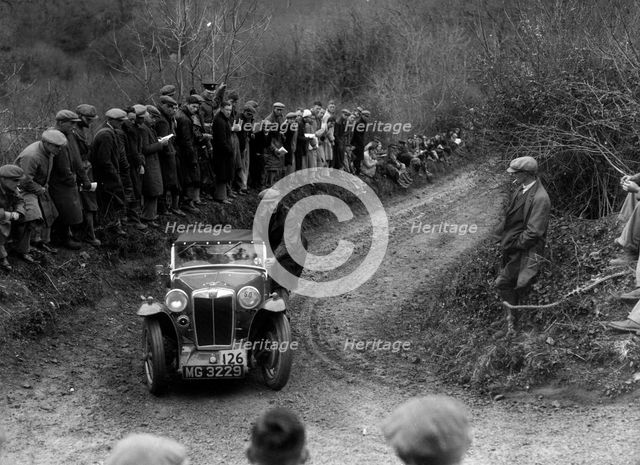 MG PA of CJ Simon competing in the MCC Lands End Trial, 1935. Artist: Bill Brunell.
