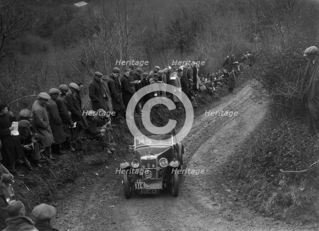 MG PA of JWS Johnson competing in the MCC Lands End Trial, 1935. Artist: Bill Brunell.