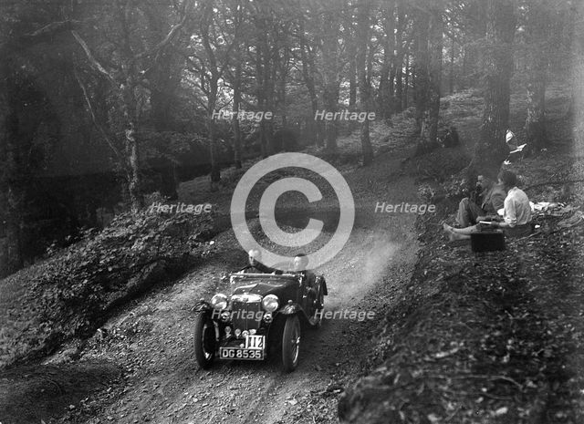 MG PA taking part in the B&HMC Brighton-Beer Trial, Fingle Bridge Hill, Devon, 1934. Artist: Bill Brunell.